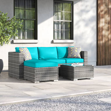 Holliston 3 piece rattan sectional seating group best sale with cushions